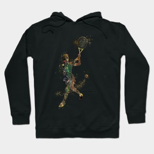 Tennis Girl Player Backhand Shot Watercolor Hoodie